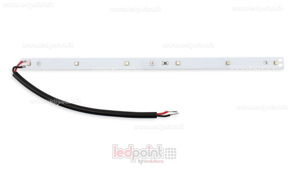 Barra in alluminio 28cm con 6 led UVC 275nm 3535 + 1 led rosso 660nm 3535, 0,7A max