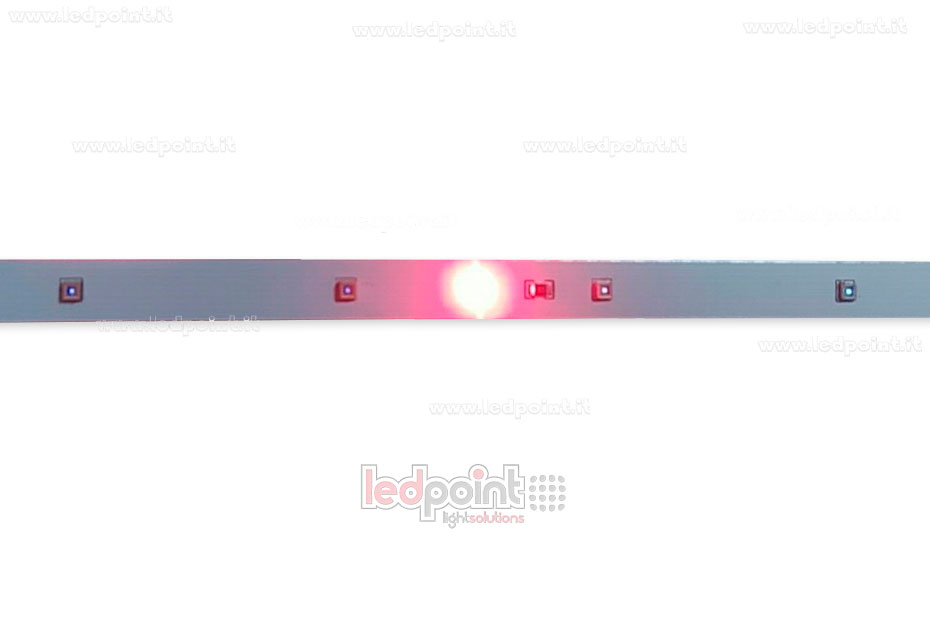 Barra in alluminio 28cm con 6 led UVC 275nm 3535 + 1 led rosso 660nm 3535, 0,7A max