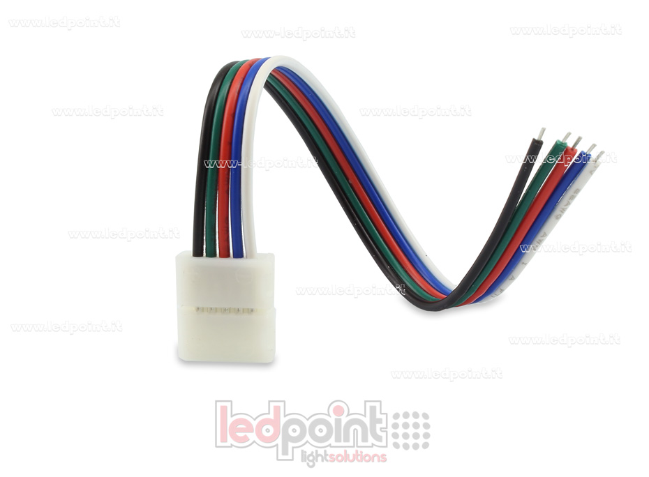 Connector with 14cm cable for 10mm PCB RGBW LED strips Connector with 14cm cable for 10mm PCB RGBW LED strips