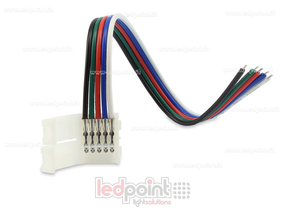 Connector with 14cm cable for 10mm PCB RGBW LED strips Connector with 14cm cable for 10mm PCB RGBW LED strips