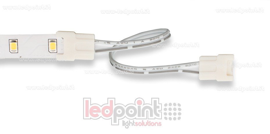 Double connector with 14cm cable, 20 AWG, for 2835 e 5050 monochrome LED strips (10mm PCB), small version
