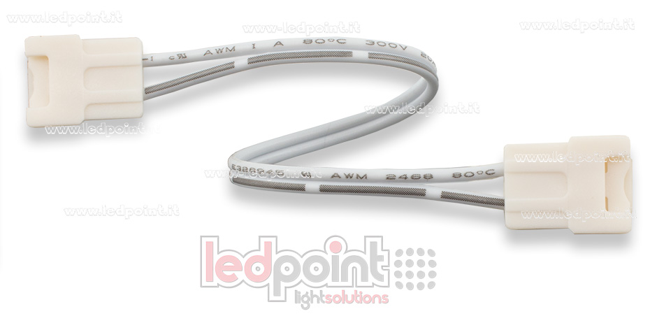 Double connector with 14cm cable, 20 AWG, for 2835 e 5050 monochrome LED strips (10mm PCB), small version