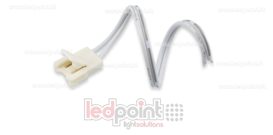 Connettore con cavo da 14cm per strisce led 2835 e 5050 monocromatiche (PCB 10mm), versione ridotta. Ideale per strisce led ad alta densità, fino a 120 LED / metro Connettore con cavo da 14cm per strisce led 2835 e 5050 monocromatiche (PCB 10mm), versione ridotta. Ideale per strisce led ad alta densità, fino a 120 LED / metro