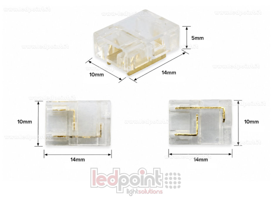 2-pin Transparent connector for joining cables and 8mm PCB LED and COB strips, 12 uses in 1