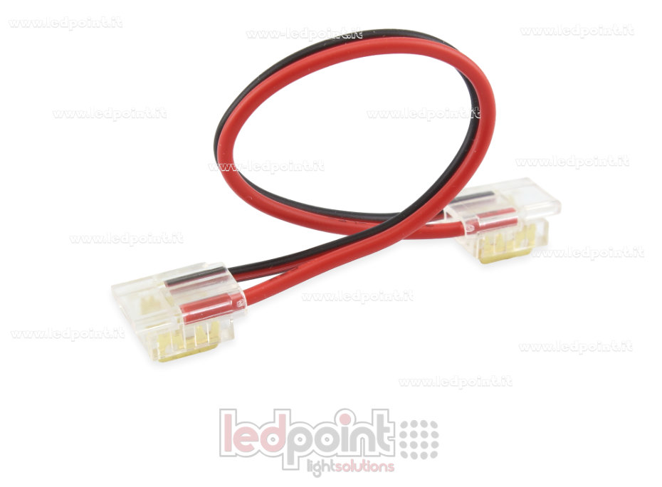 Connettore doppio con cavo da 10cm per strisce led e COB da 8mm, 2 pin. versione ridotta Connettore doppio con cavo da 10cm per strisce led e COB da 8mm, 2 pin. versione ridotta