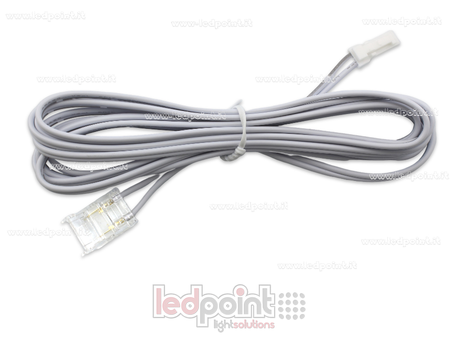 Connettore trasparente a 2 pin con cavo da 2m e uscita Dupont per strisce led e COB da 10mm di PCB