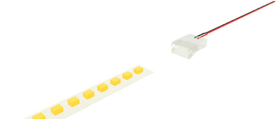 Connettore trasparente con cavo 10cm, per COB 10mm di PCB, 3 pin, versione ridotta