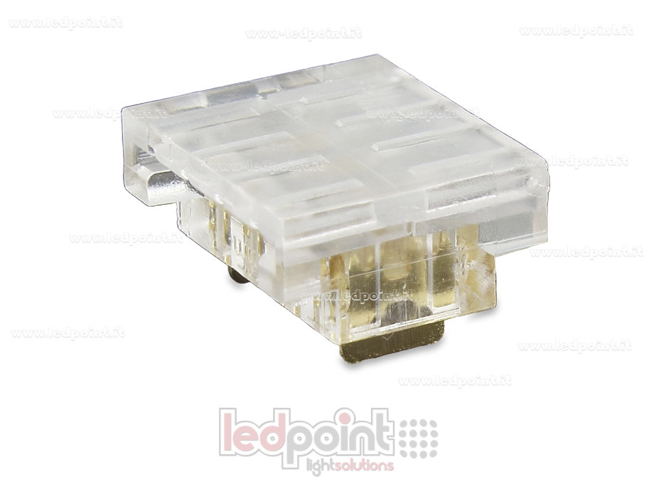 Connettore trasparente per giunzione di strisce led con PCB da 10mm, 4 pin Connettore trasparente per giunzione di strisce led con PCB da 10mm, 4 pin