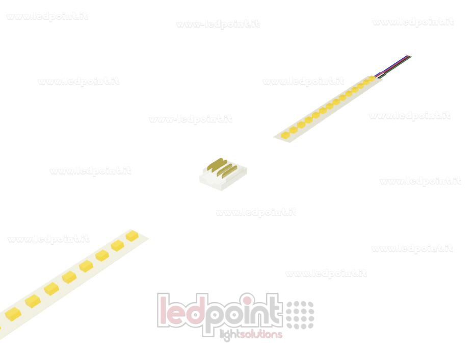 Connettore trasparente per giunzione di strisce led con PCB da 10mm, 4 pin Connettore trasparente per giunzione di strisce led con PCB da 10mm, 4 pin