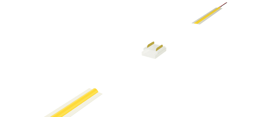 Connettore trasparente per giunzione di strisce led e COB con PCB da 10mm, 2 pin Connettore trasparente per giunzione di strisce led e COB con PCB da 10mm, 2 pin