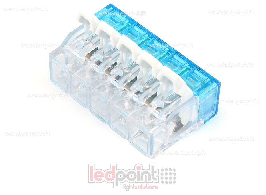 5 lever wire connector for 22-12 AWG (0,2-3,3 mm2) cables 5 lever wire connector for 22-12 AWG (0,2-3,3 mm2) cables