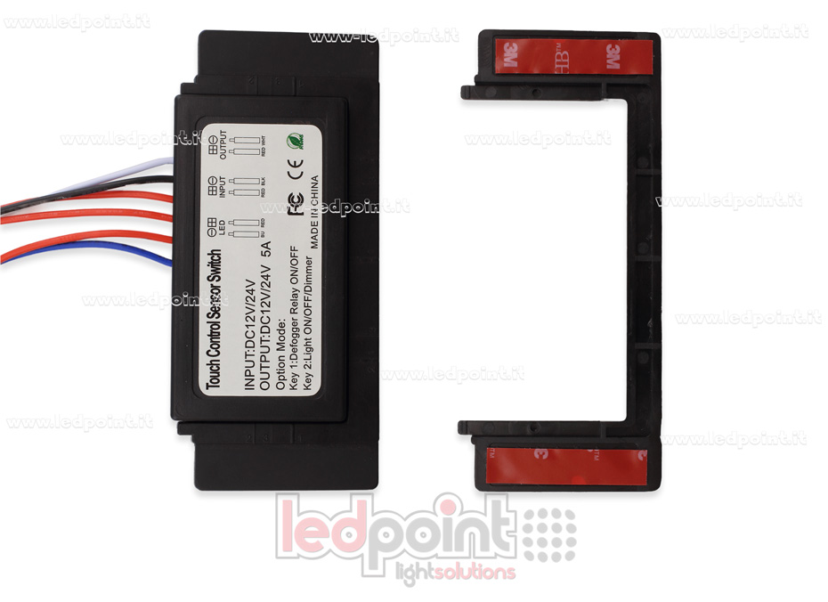 Switch touch monocromatico bianco e blu per specchiera con funzione di disappannamento, 5A 12-24V 