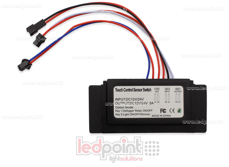 Switch touch monocromatico bianco e blu per specchiera con funzione di disappannamento, 5A 12-24V 