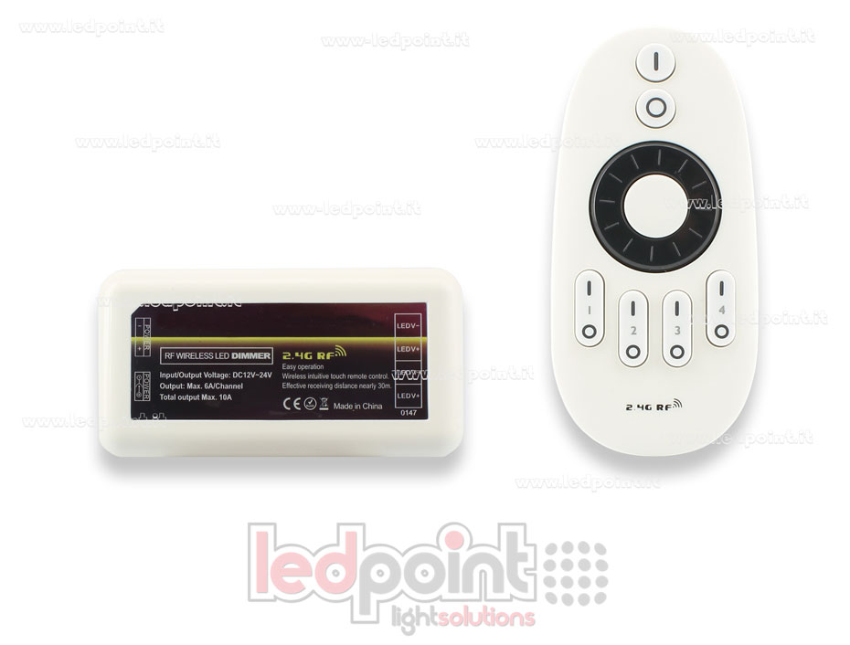 Dimmer für LED-Streifen mit RF Fernbedienung 4 Zonen 2.4GHz 12/24V max. 10A CT-MON-122-RF241v2R Dimmer für LED-Streifen mit RF Fernbedienung 4 Zonen 2.4GHz 12/24V max. 10A CT-MON-122-RF241v2R