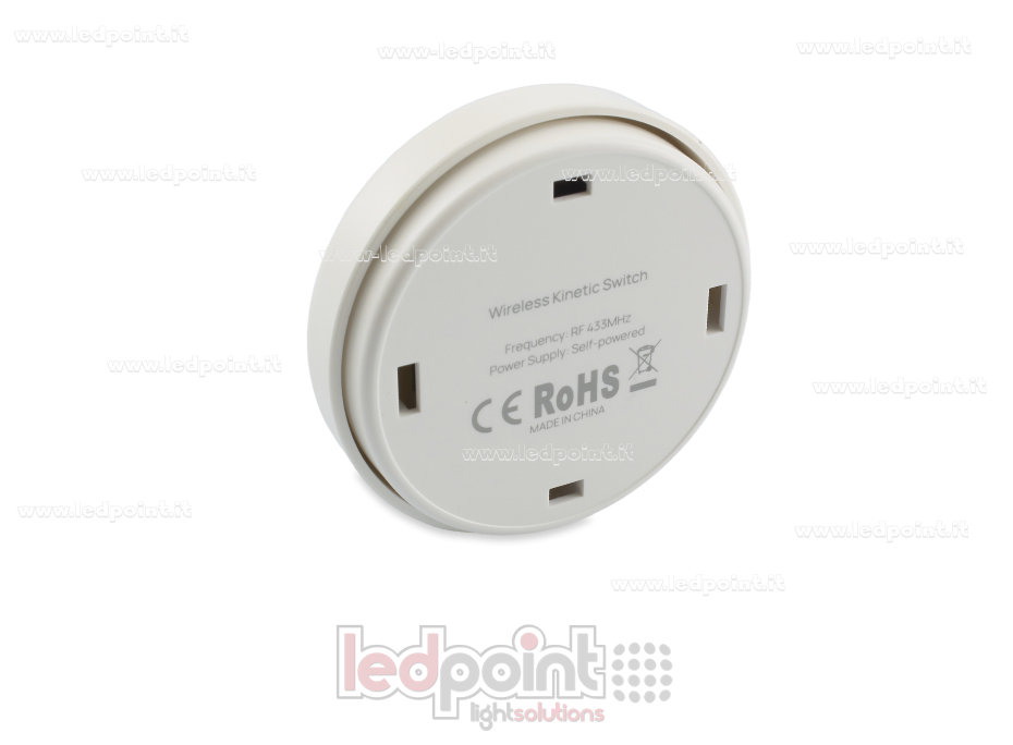 Round wall button, 60 mm diameter, white, self-powered