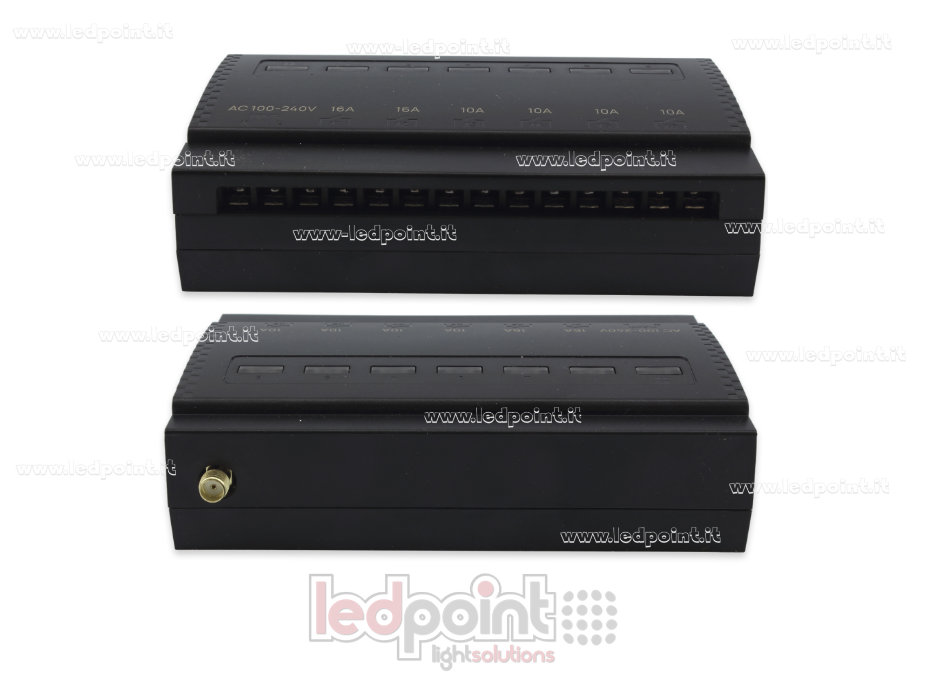 Controller a 6 canali (2*16A +4*10A) con contatto a secco , 4*500W+2*1000W, 220V, RF 433MHz Controller a 6 canali (2*16A +4*10A) con contatto a secco , 4*500W+2*1000W, 220V, RF 433MHz