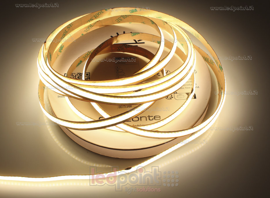 Striscia led COB 24V IP20 3000K 400led/m