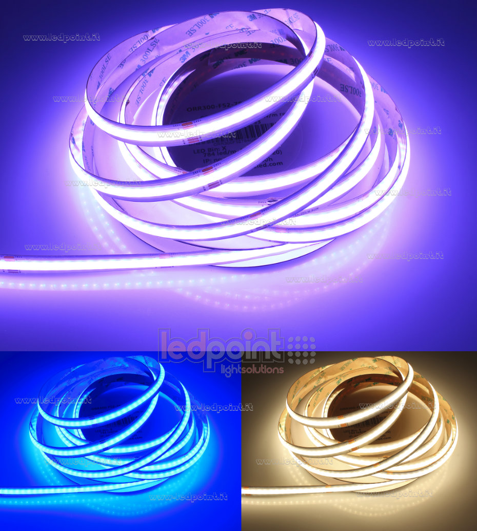 Striscia led COB 24V IP20 3000K 392+392led/m