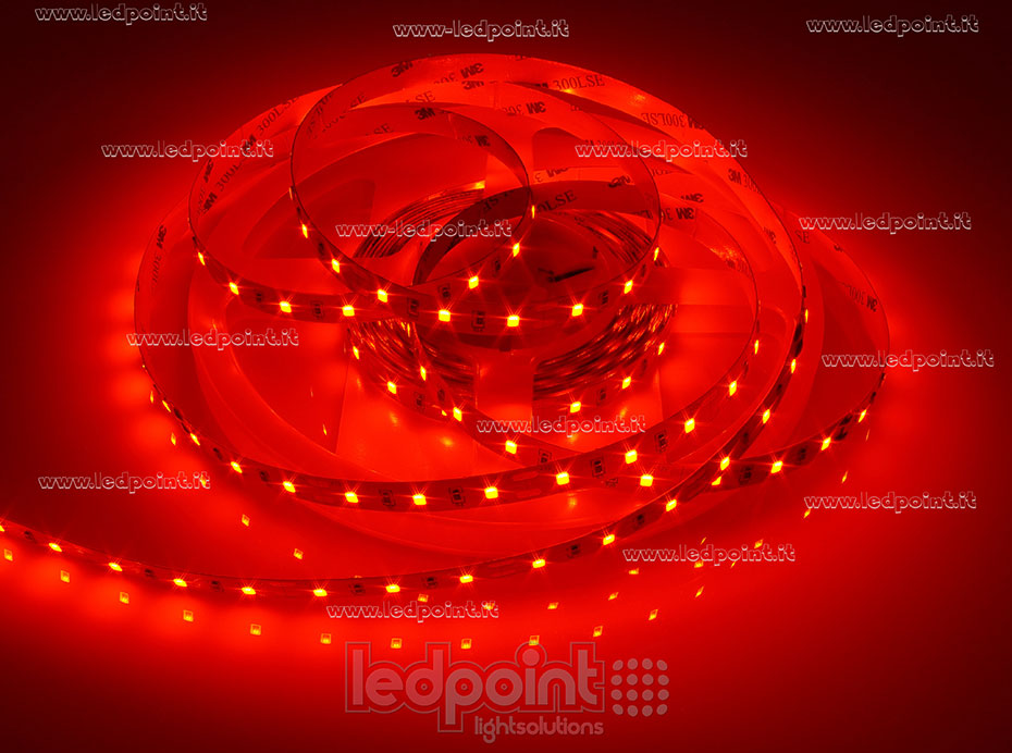 Striscia led 2835 12V IP20 620-625nm 60led/m