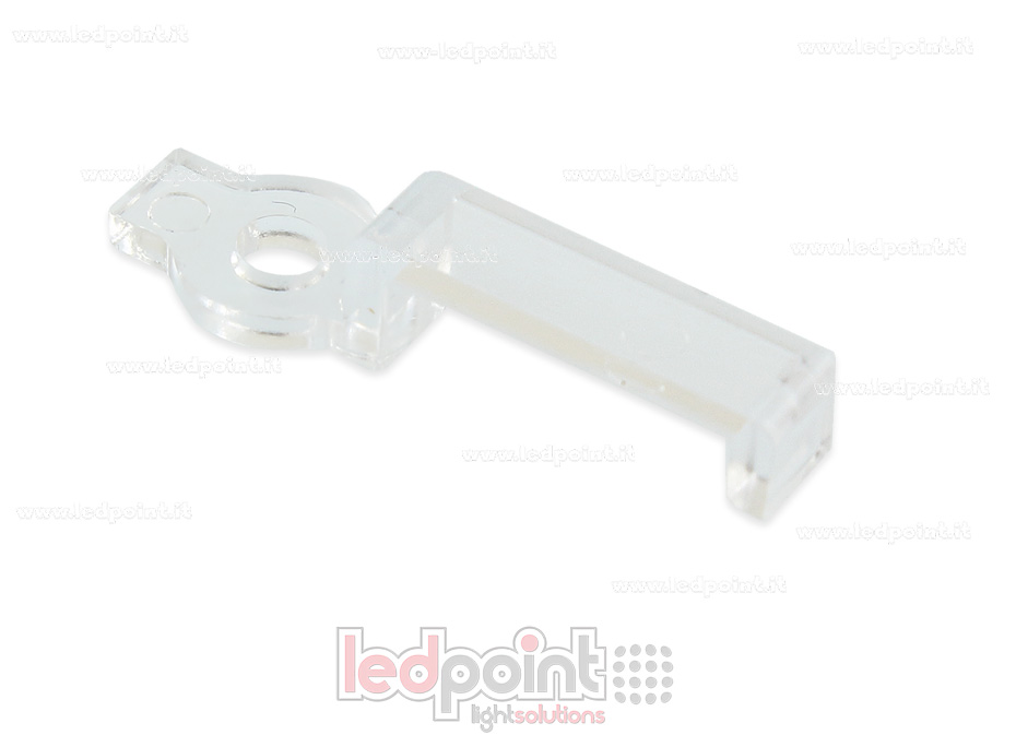 Graffa di montaggio in plastica per striscia led IP6x 12x4mm con singola vite laterale