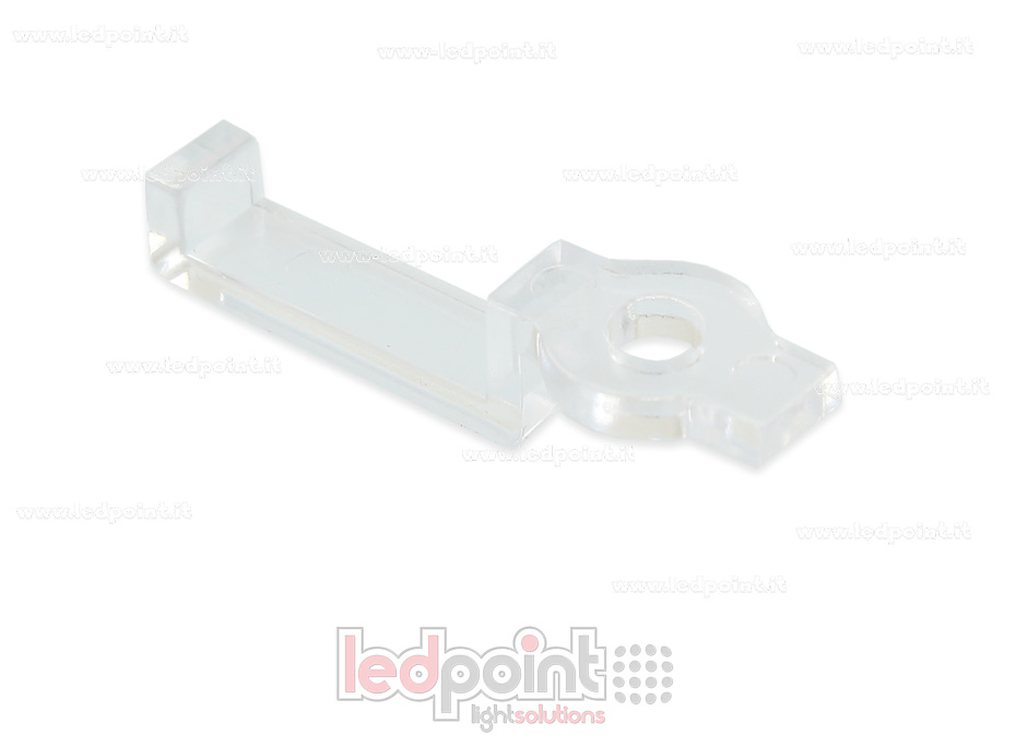 Graffa di montaggio in plastica per striscia led IP6x 12x4mm con singola vite laterale