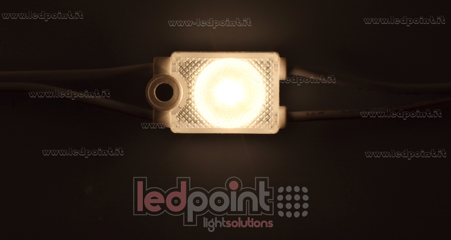 Modulo led 2835, 0,5W 24V, bianco caldo 3000K, IP65 con lente 175° Modulo led 2835, 0,5W 24V, bianco caldo 3000K, IP65 con lente 175°
