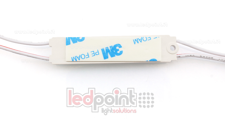 Modulo 3 led 2835, 1,08W 24V, bianco caldo 3000K, IP65 con lente 175° Modulo 3 led 2835, 1,08W 24V, bianco caldo 3000K, IP65 con lente 175°