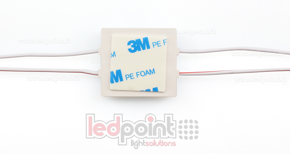 Modulo 4 led 2835, 1,44W 24V, bianco caldo 3000K, IP65 con lente 175° Modulo 4 led 2835, 1,44W 24V, bianco caldo 3000K, IP65 con lente 175°