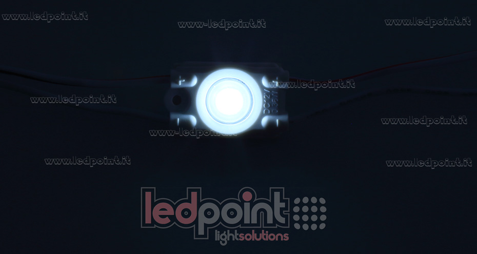 Modulo led 2835, 0,36W 12V, bianco freddo 6000-6500K, IP65 con lente 160° Modulo led 2835, 0,36W 12V, bianco freddo 6000-6500K, IP65 con lente 160°