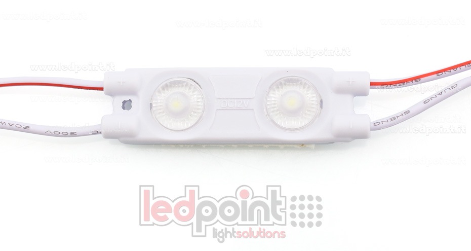 2 led module 2835, 0,72W 12V, cold white 6000-6500K, IP65 with 165° lens 2 led module 2835, 0,72W 12V, cold white 6000-6500K, IP65 with 165° lens