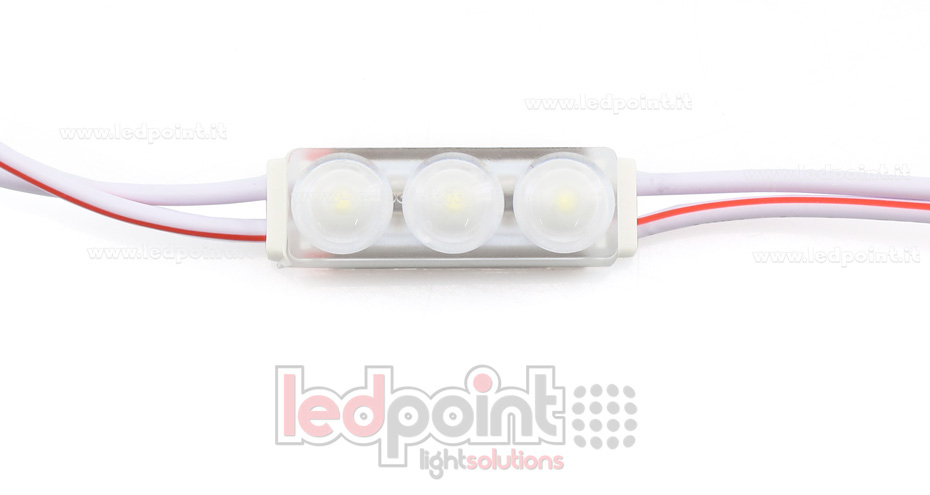 Mini 3 led module 2835, 0,72W 12V, cold white 6000-7000K, IP65 with 160° lens Mini 3 led module 2835, 0,72W 12V, cold white 6000-7000K, IP65 with 160° lens