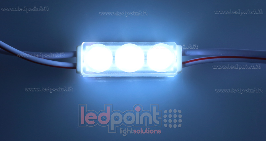Mini 3 led module 2835, 0,72W 12V, cold white 6000-7000K, IP65 with 160° lens Mini 3 led module 2835, 0,72W 12V, cold white 6000-7000K, IP65 with 160° lens