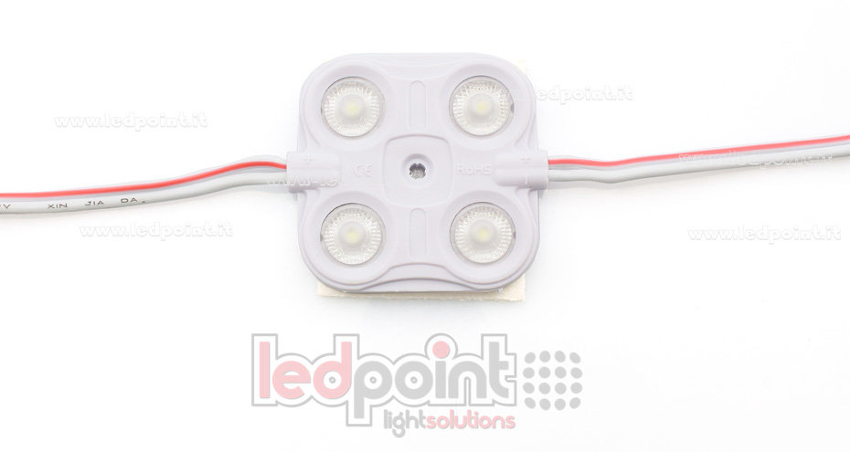 4 led module 2835, 1,5W 12V, cold white 6000-7000K, IP65 with 165° lens