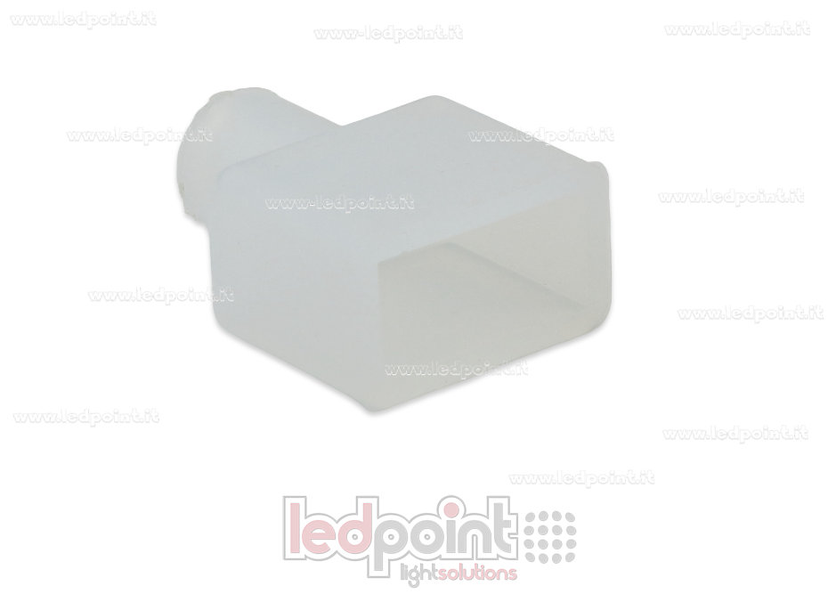Tappino finale con foro frontale per cavo di alimentazione per Led Neon Flex 6x12mm Tappino finale con foro frontale per cavo di alimentazione per Led Neon Flex 6x12mm