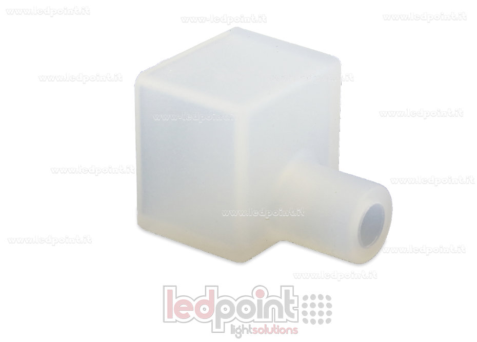 Endkappe mit frontaler Ausgang für Stromkabel für 12x12mm Neon Flex Endkappe mit frontaler Ausgang für Stromkabel für 12x12mm Neon Flex