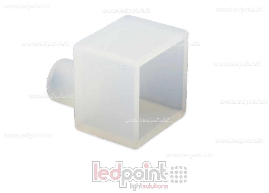 Endkappe mit frontaler Ausgang für Stromkabel für 12x12mm Neon Flex Endkappe mit frontaler Ausgang für Stromkabel für 12x12mm Neon Flex