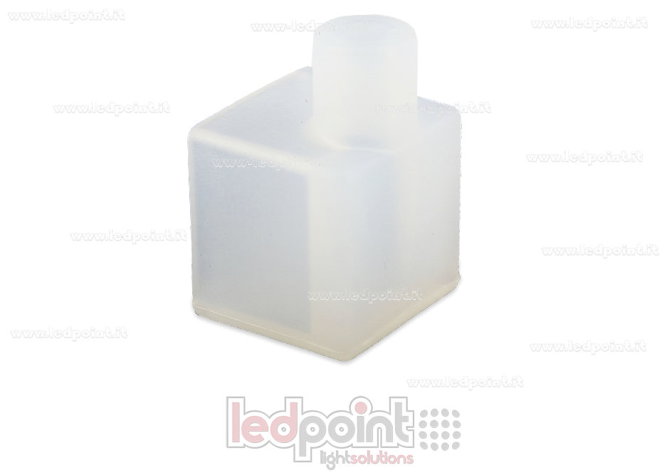 Tappino finale con uscita laterale per cavo di alimentazione per Neon Flex 12x12mm Tappino finale con uscita laterale per cavo di alimentazione per Neon Flex 12x12mm