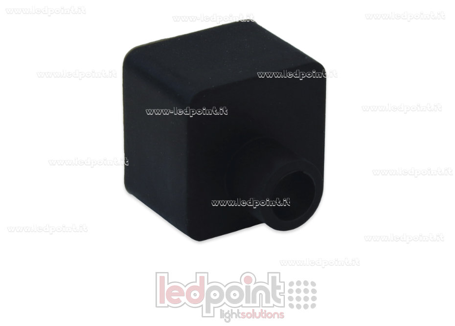 Tappino finale nero con uscita frontale per cavo di alimentazione per Led Neon Flex 16x16mm Tappino finale nero con uscita frontale per cavo di alimentazione per Led Neon Flex 16x16mm