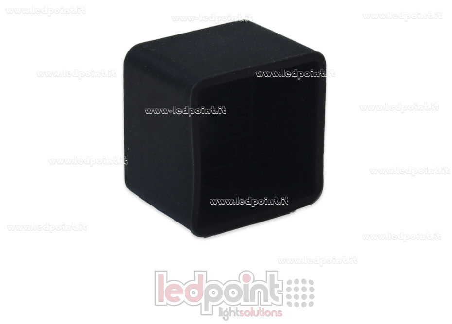 Tappino finale nero con uscita frontale per cavo di alimentazione per Led Neon Flex 16x16mm Tappino finale nero con uscita frontale per cavo di alimentazione per Led Neon Flex 16x16mm