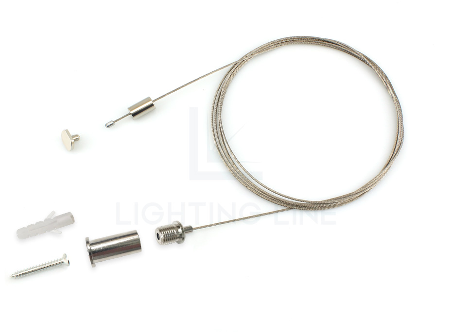 Suspension kit for profiles (wire adjustable from the top), 1 cable, 2m length Suspension kit for profiles (wire adjustable from the top), 1 cable, 2m length