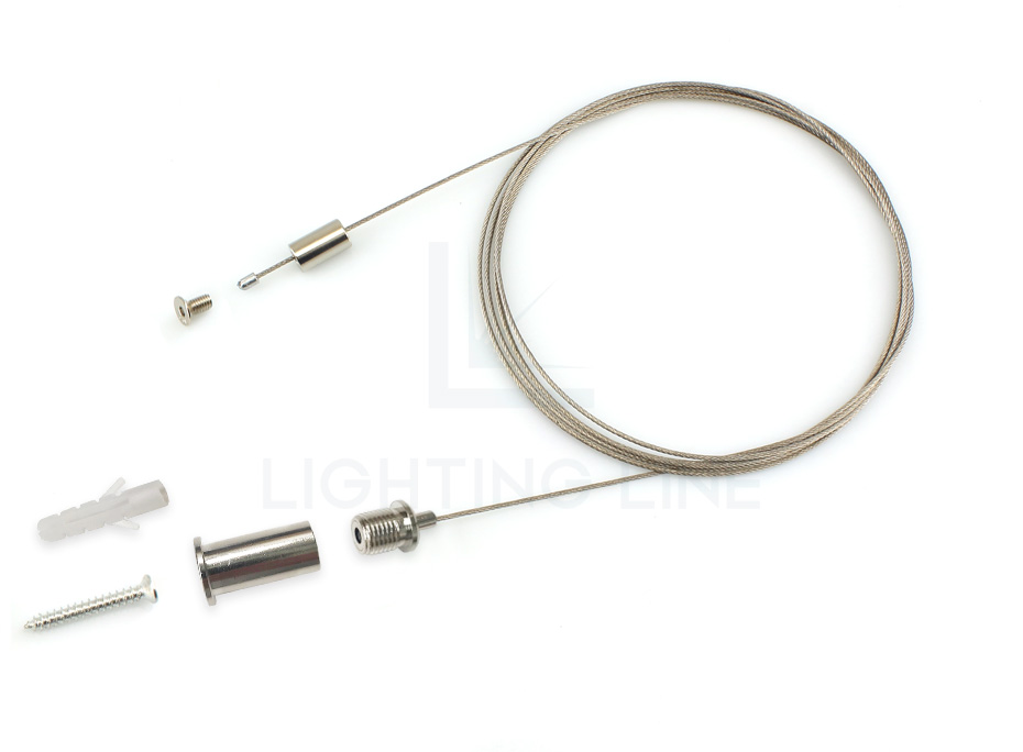Suspension kit for profiles (wire adjustable from the top), 1 cable, 2m length Suspension kit for profiles (wire adjustable from the top), 1 cable, 2m length