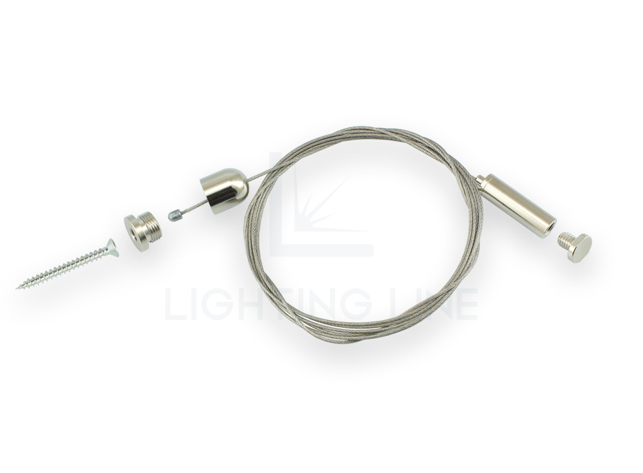 Suspension kit for profiles (wire adjustable from the bottom), 1 cable, 2m length Suspension kit for profiles (wire adjustable from the bottom), 1 cable, 2m length