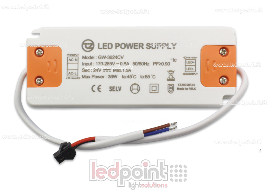Ultra thin power supply 36W 24V with cables Ultra thin power supply 36W 24V with cables