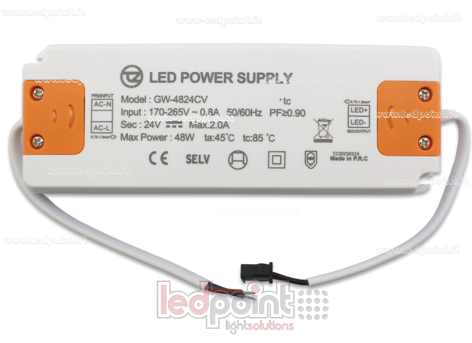 Ultra thin power supply 48W 24V with cables Ultra thin power supply 48W 24V with cables