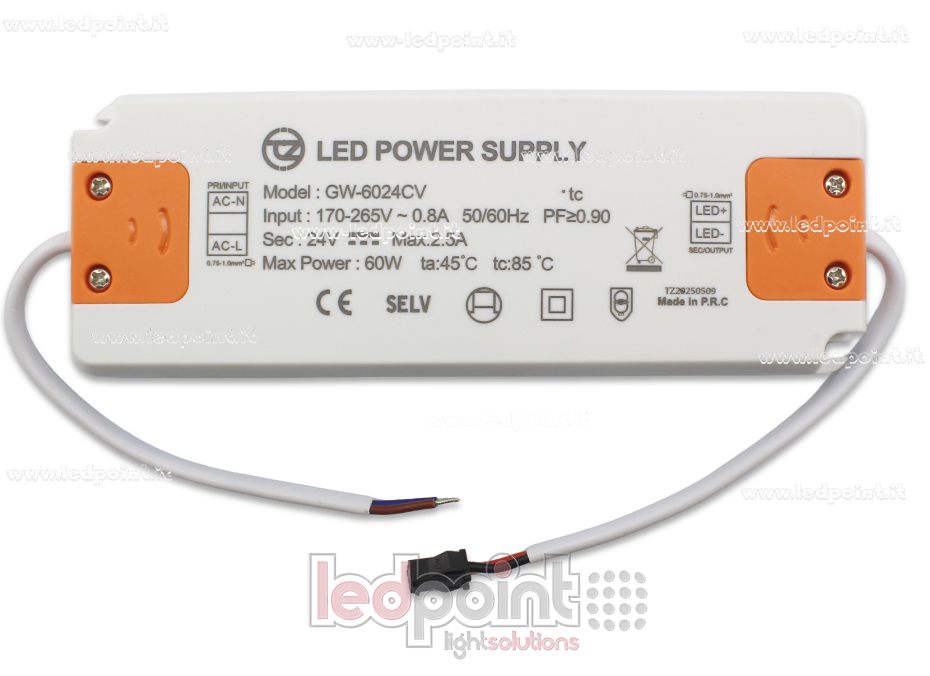 Ultra thin power supply 60W 24V with cables Ultra thin power supply 60W 24V with cables