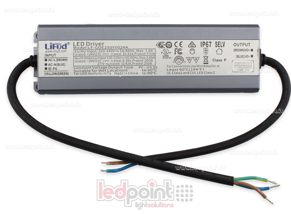 Power supply 250W 24V IP67 LiFud Power supply 250W 24V IP67 LiFud
