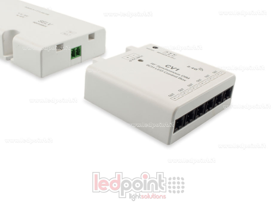 Interfaccia dimmer 6ch 60W 12V, RF 2.4GHz con ingresso per sensore