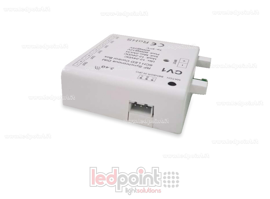 Interfaccia dimmer 6ch 60W 12V-24V, RF 2.4GHz con ingresso per sensore Interfaccia dimmer 6ch 60W 12V-24V, RF 2.4GHz con ingresso per sensore