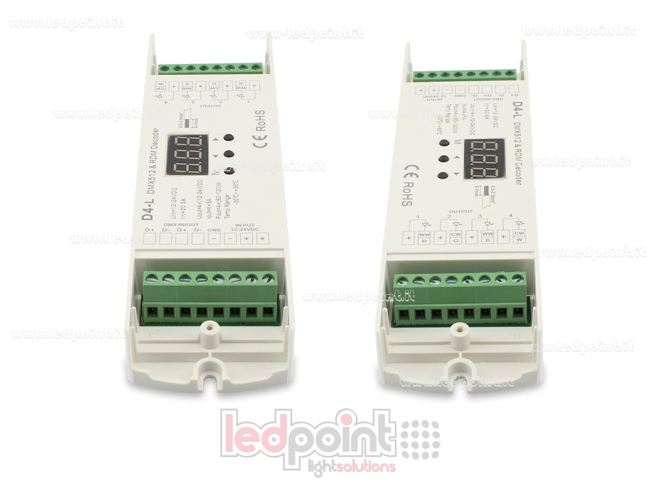 DMX 512 decoder, 4-channels 5A each, voltage 12-24V DC DMX 512 decoder, 4-channels 5A each, voltage 12-24V DC