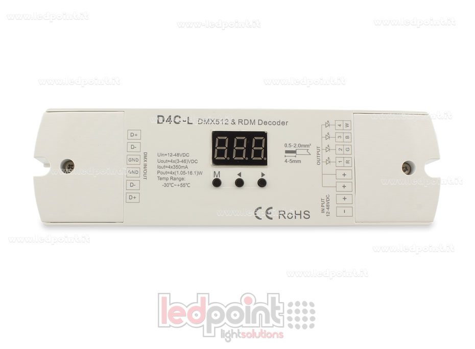 DMX 512 decoder, konstanter Strom 4 Kanäle 150-500mA jeder, 12-48V DC Spannung DMX 512 decoder, konstanter Strom 4 Kanäle 150-500mA jeder, 12-48V DC Spannung